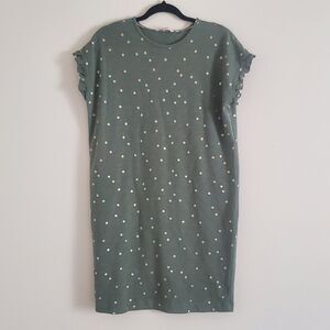 Boden Womens Faye Metallic Green Gold Ruffle Sleeve Dress Size 6R